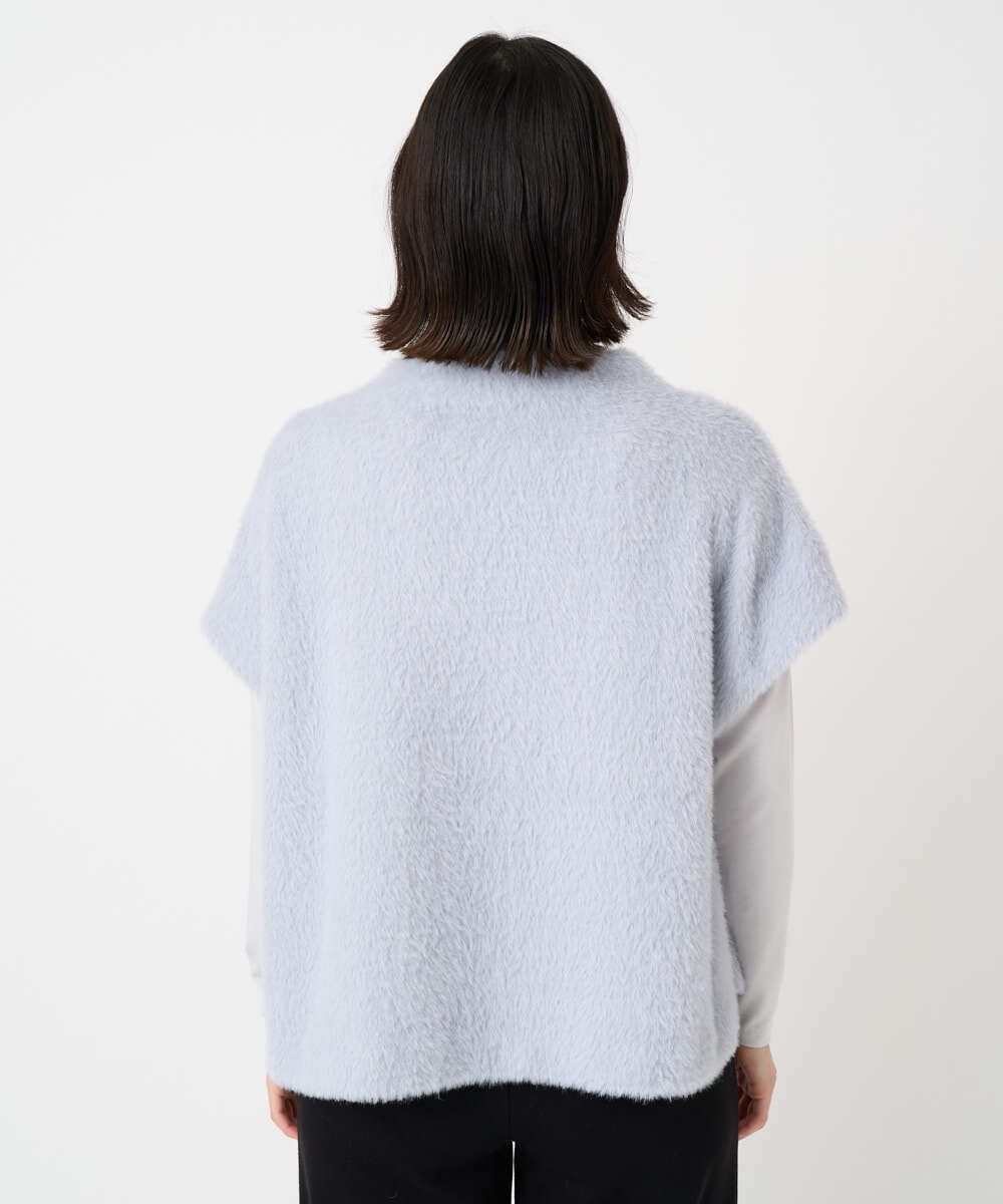 PHKCD60180 GEORGES RECH(小さいサイズ)(メゾン ドゥ サンク)  [日本製]ボトルネックフレンチスリーブテディベスト ライトブルー