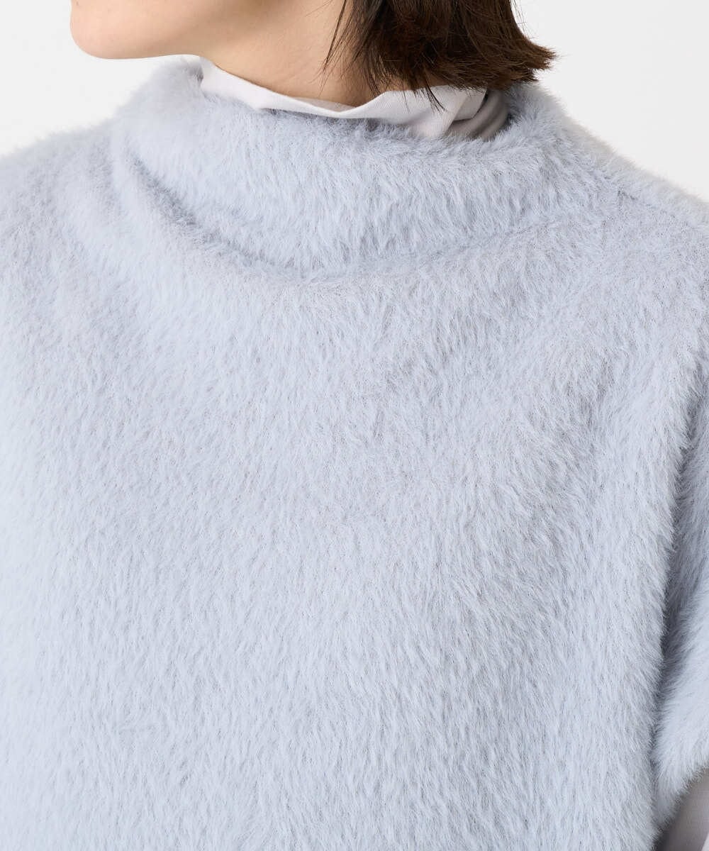 PHKCD60180 GEORGES RECH(小さいサイズ)(メゾン ドゥ サンク)  [日本製]ボトルネックフレンチスリーブテディベスト ライトブルー