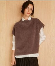 PHKCD60180 GEORGES RECH(小さいサイズ)(メゾン ドゥ サンク)  [日本製]ボトルネックフレンチスリーブテディベスト ベージュ