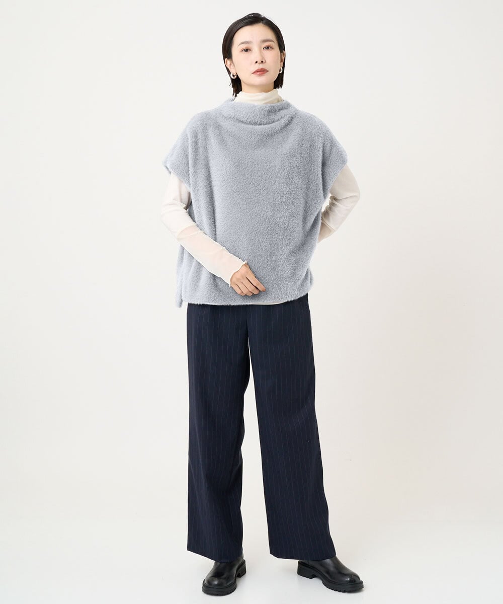 PHKCD60180 GEORGES RECH(小さいサイズ)(メゾン ドゥ サンク)  [日本製]ボトルネックフレンチスリーブテディベスト ベージュ