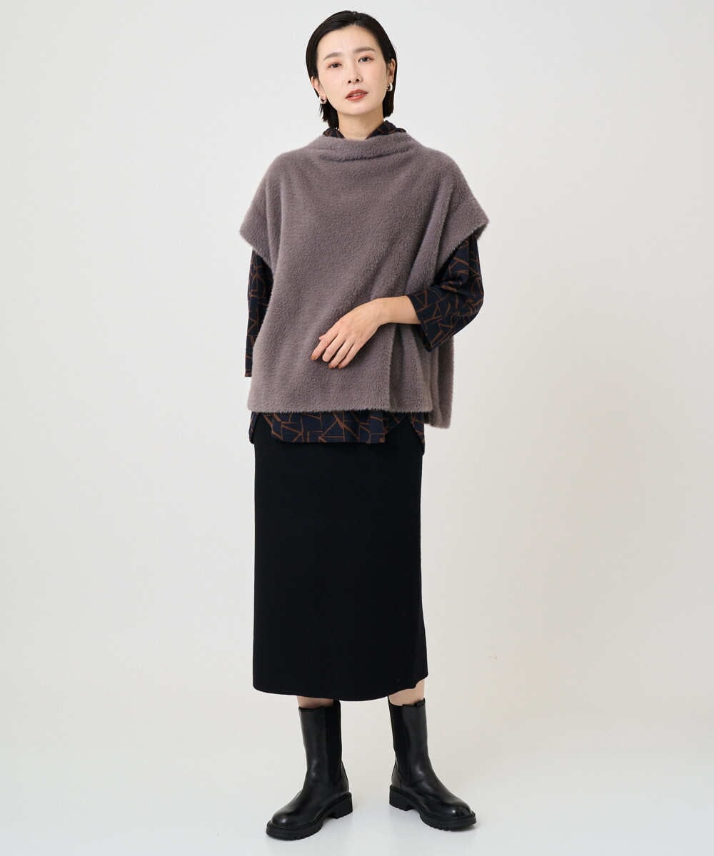 PHKCD60180 GEORGES RECH(小さいサイズ)(メゾン ドゥ サンク)  [日本製]ボトルネックフレンチスリーブテディベスト ベージュ