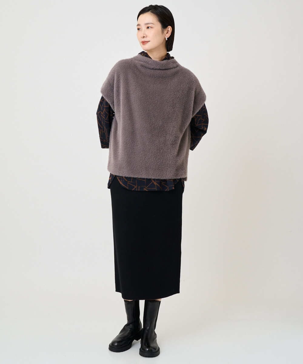 PHKCD60180 GEORGES RECH(小さいサイズ)(メゾン ドゥ サンク)  [日本製]ボトルネックフレンチスリーブテディベスト ベージュ