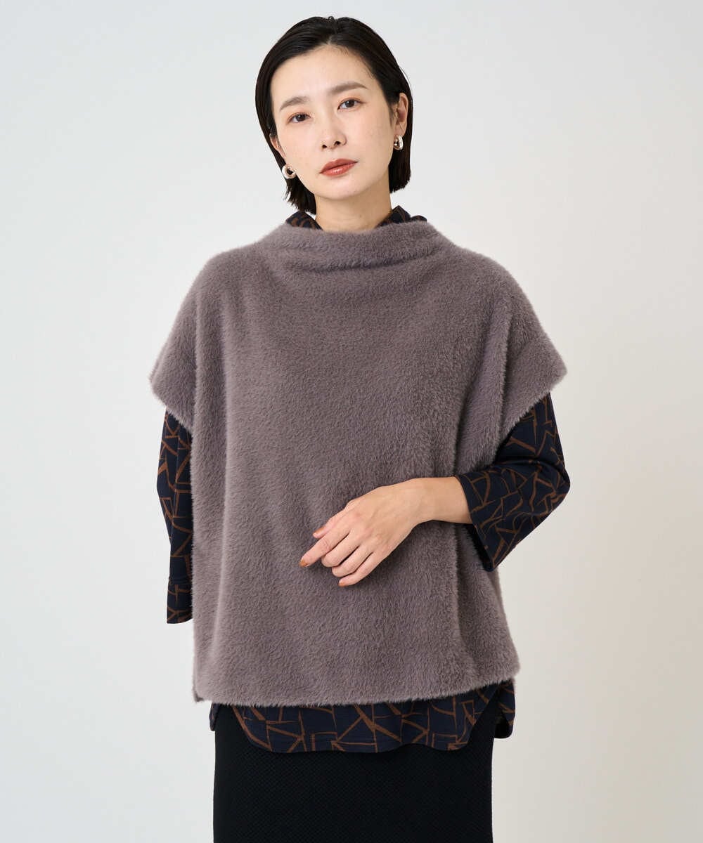 PHKCD60180 GEORGES RECH(小さいサイズ)(メゾン ドゥ サンク)  [日本製]ボトルネックフレンチスリーブテディベスト ベージュ