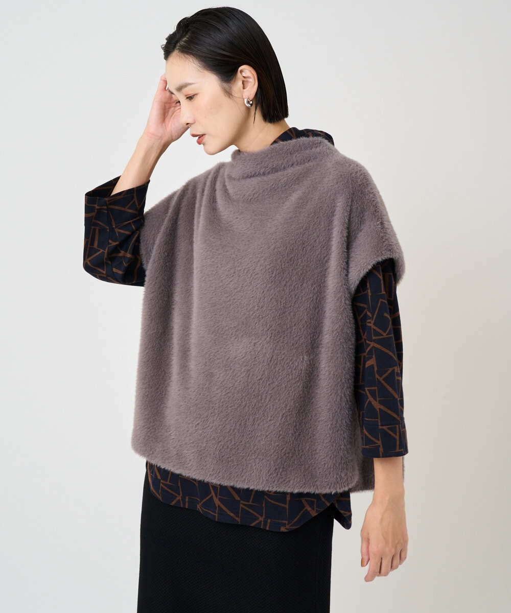 PHKCD60180 GEORGES RECH(小さいサイズ)(メゾン ドゥ サンク)  [日本製]ボトルネックフレンチスリーブテディベスト ベージュ