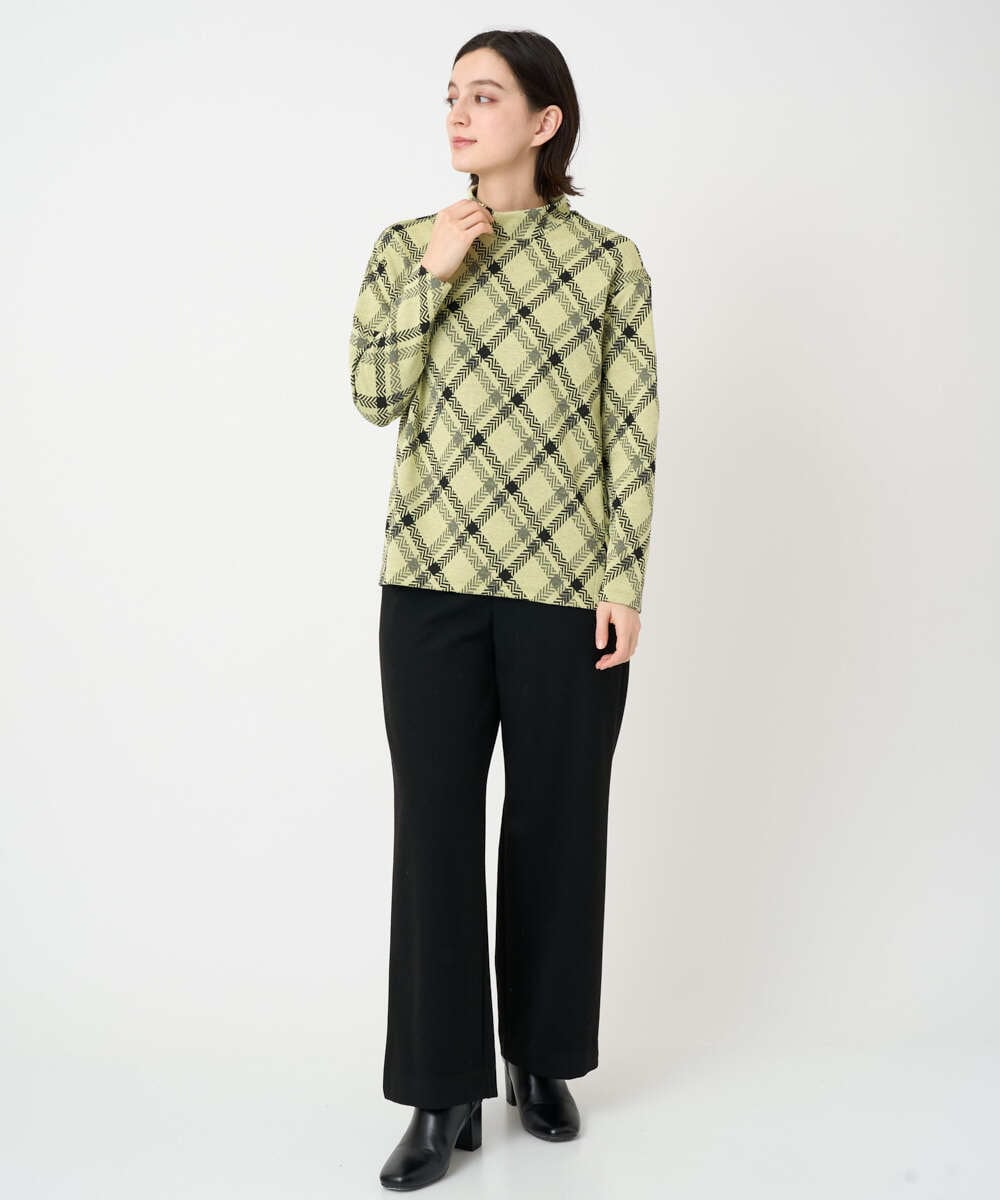 PHKCE72150 GEORGES RECH(小さいサイズ)(メゾン ドゥ サンク) へリンボンラインジャガードハイネックカットソー ブラック