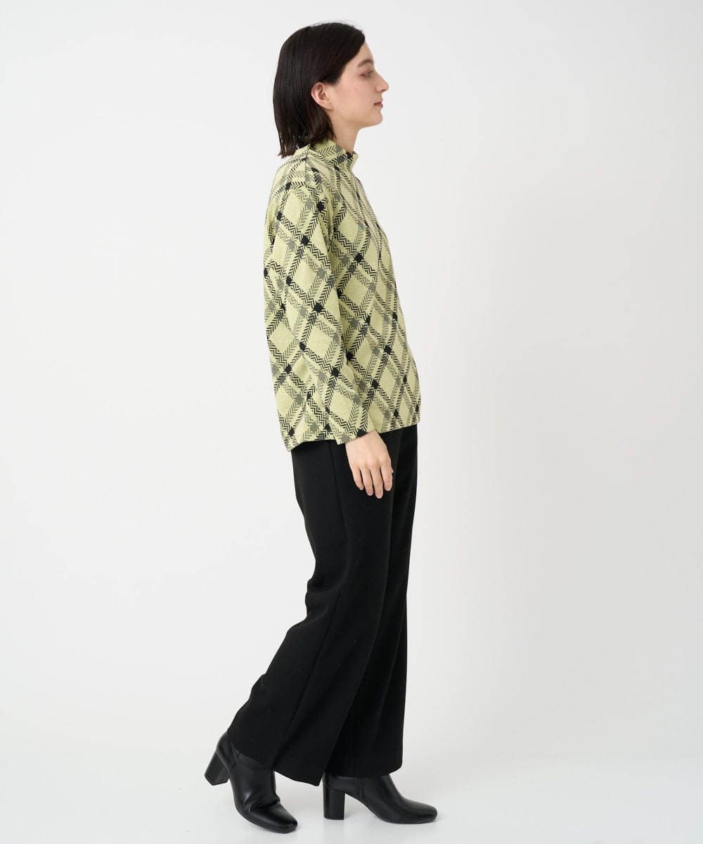 PHKCE72150 GEORGES RECH(小さいサイズ)(メゾン ドゥ サンク) へリンボンラインジャガードハイネックカットソー ブラック