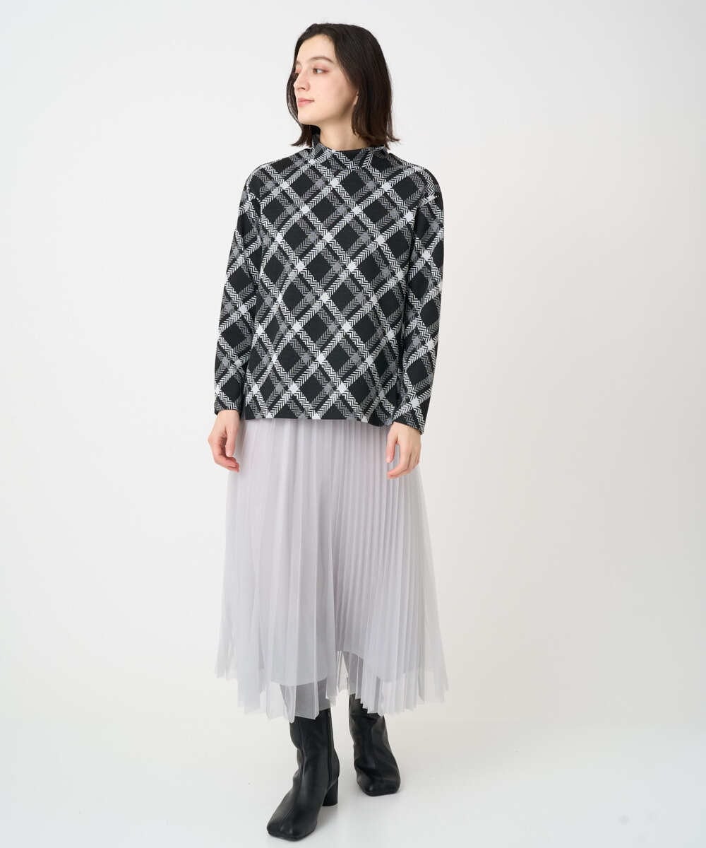 PHKCE72150 GEORGES RECH(小さいサイズ)(メゾン ドゥ サンク) へリンボンラインジャガードハイネックカットソー ブラック