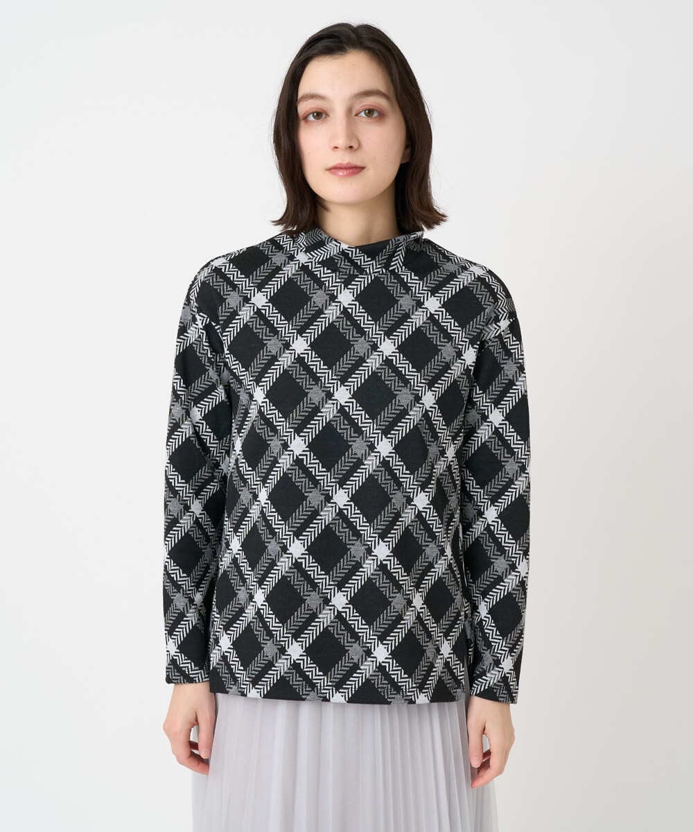 PHKCE72150 GEORGES RECH(小さいサイズ)(メゾン ドゥ サンク) へリンボンラインジャガードハイネックカットソー ブラック