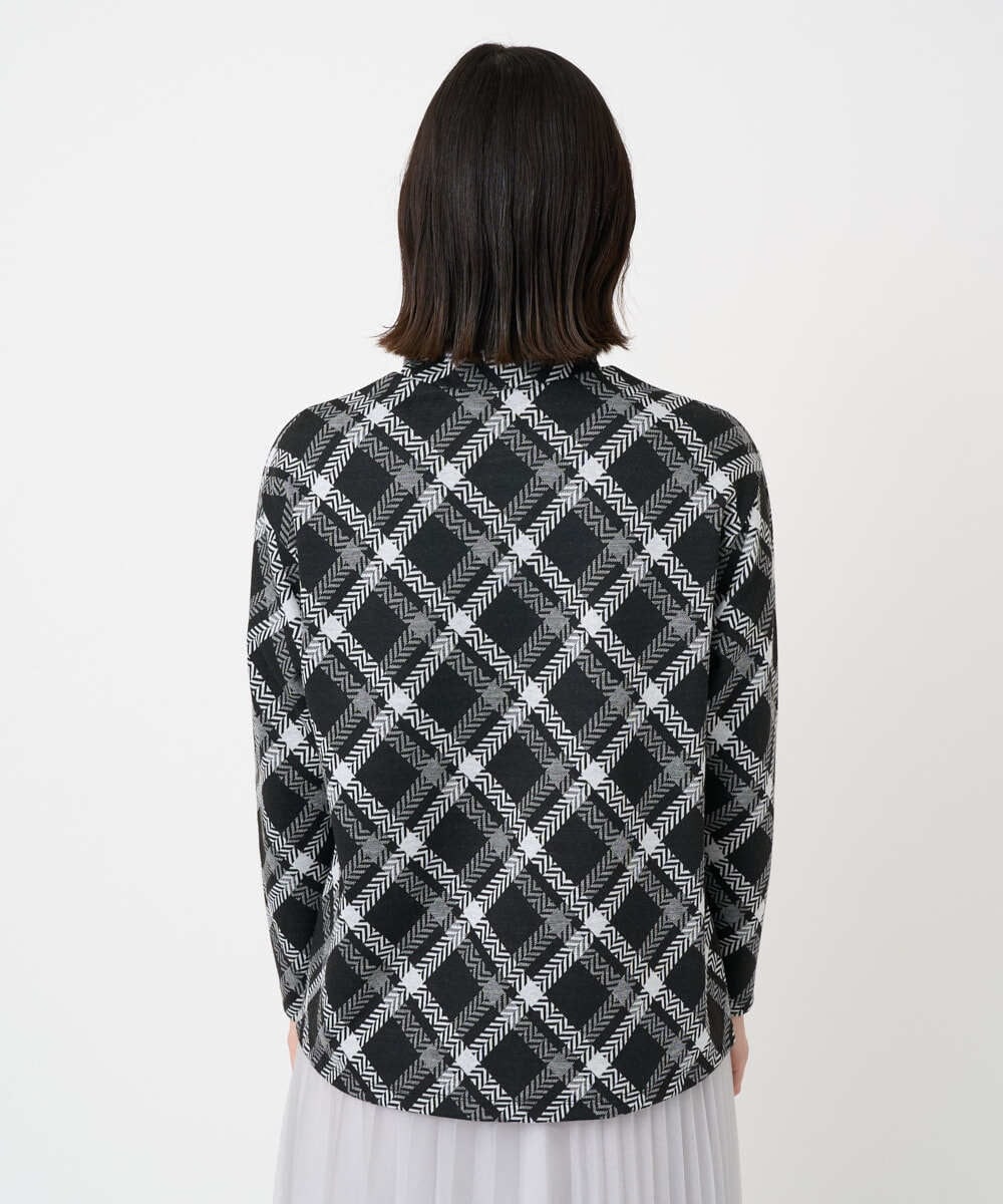 PHKCE72150 GEORGES RECH(小さいサイズ)(メゾン ドゥ サンク) へリンボンラインジャガードハイネックカットソー ブラック