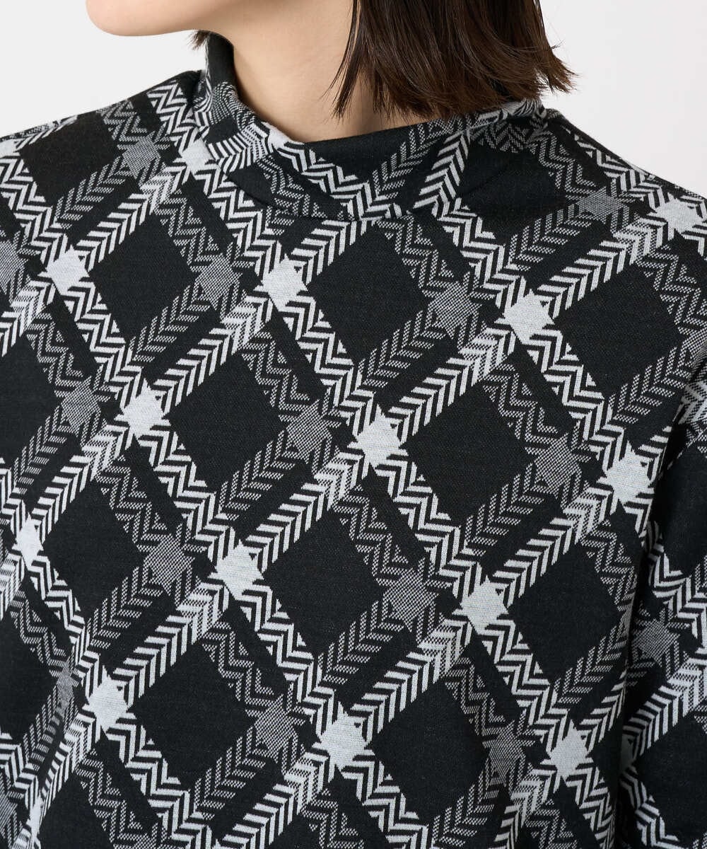 PHKCE72150 GEORGES RECH(小さいサイズ)(メゾン ドゥ サンク) へリンボンラインジャガードハイネックカットソー ブラック