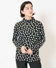 PHKEA23210 GEORGES RECH(小さいサイズ)(メゾン ドゥ サンク)  [日本製]ダブルフェイスボトルネックフレアカットソー ブラック系