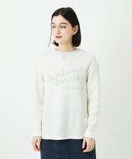 PHKEE09250 GEORGES RECH(小さいサイズ)(メゾン ドゥ サンク) ラメニットテープロゴ刺繍プルオーバー ホワイト