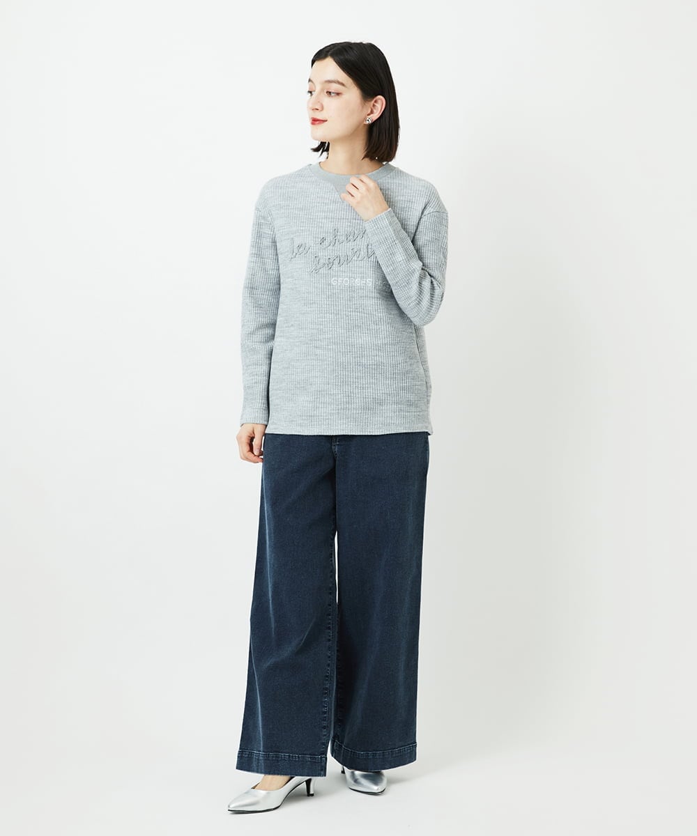 PHKEE09250 GEORGES RECH(小さいサイズ)(メゾン ドゥ サンク) ラメニットテープロゴ刺繍プルオーバー ホワイト