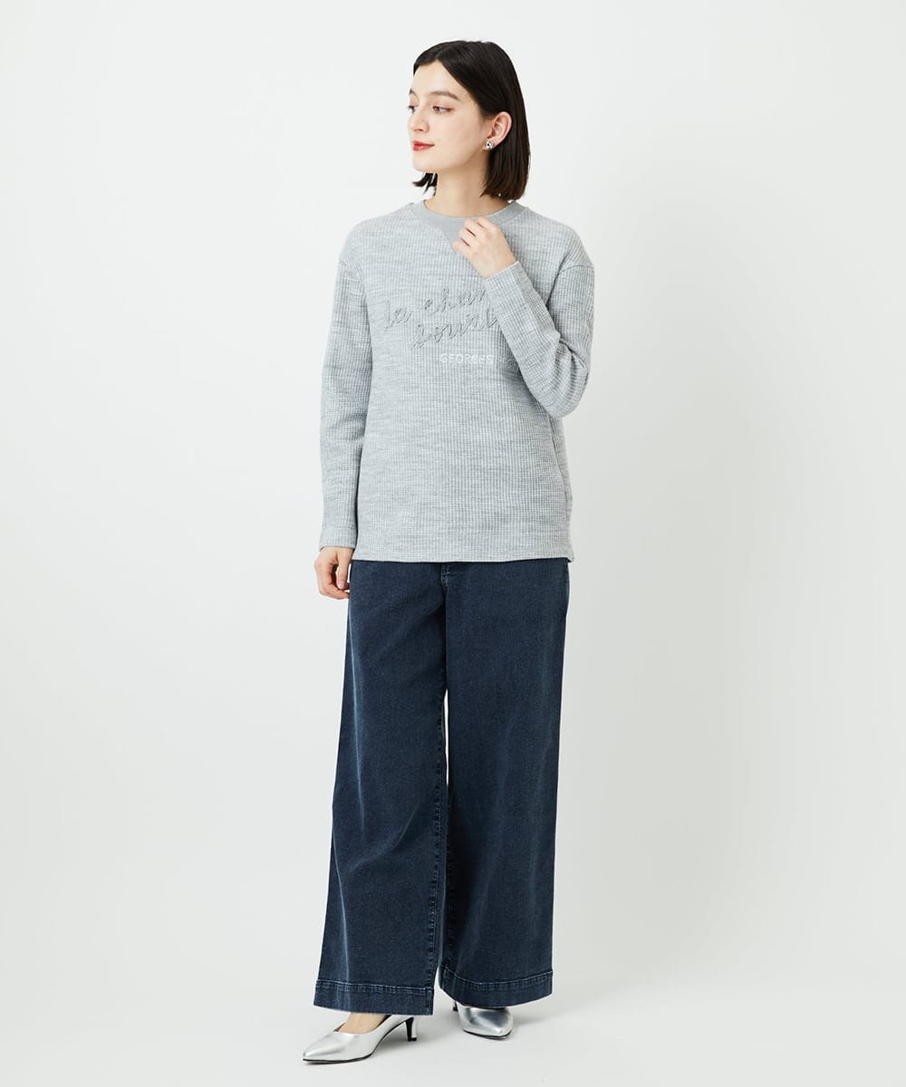 PHKEE09250 GEORGES RECH(小さいサイズ)(メゾン ドゥ サンク) ラメニットテープロゴ刺繍プルオーバー ホワイト