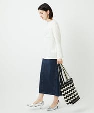 PHKEE09250 GEORGES RECH(小さいサイズ)(メゾン ドゥ サンク) ラメニットテープロゴ刺繍プルオーバー ホワイト