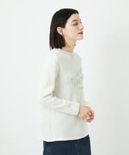 PHKEE09250 GEORGES RECH(小さいサイズ)(メゾン ドゥ サンク) ラメニットテープロゴ刺繍プルオーバー ホワイト