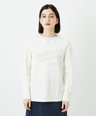 PHKEE09250 GEORGES RECH(小さいサイズ)(メゾン ドゥ サンク) ラメニットテープロゴ刺繍プルオーバー ホワイト