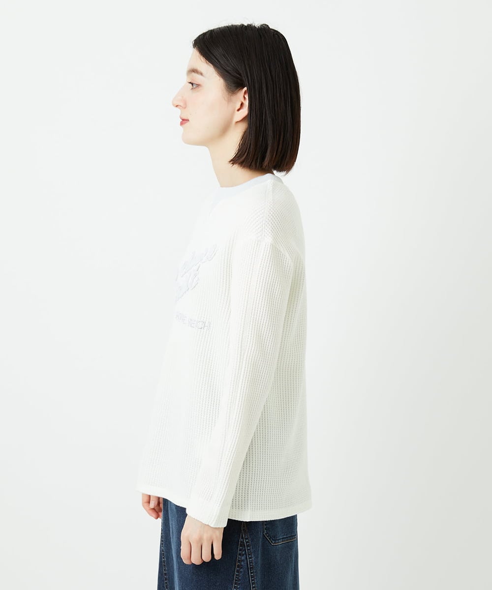 PHKEE09250 GEORGES RECH(小さいサイズ)(メゾン ドゥ サンク) ラメニットテープロゴ刺繍プルオーバー ホワイト