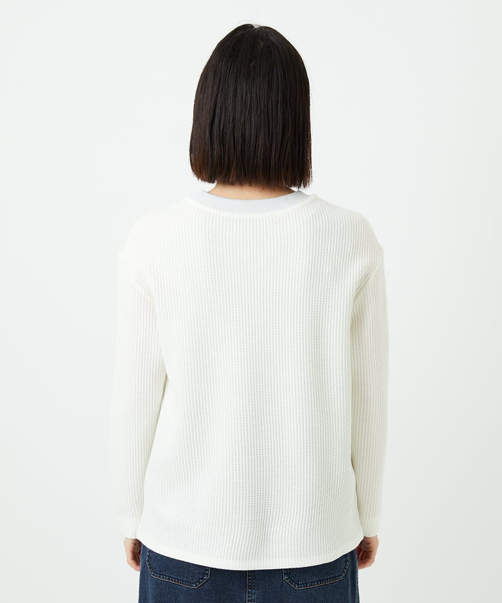 PHKEE09250 GEORGES RECH(小さいサイズ)(メゾン ドゥ サンク) ラメニットテープロゴ刺繍プルオーバー ホワイト
