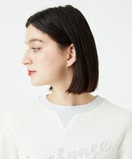 PHKEE09250 GEORGES RECH(小さいサイズ)(メゾン ドゥ サンク) ラメニットテープロゴ刺繍プルオーバー ホワイト