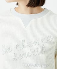 PHKEE09250 GEORGES RECH(小さいサイズ)(メゾン ドゥ サンク) ラメニットテープロゴ刺繍プルオーバー ホワイト