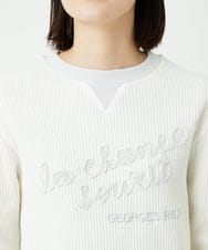 PHKEE09250 GEORGES RECH(小さいサイズ)(メゾン ドゥ サンク) ラメニットテープロゴ刺繍プルオーバー ホワイト