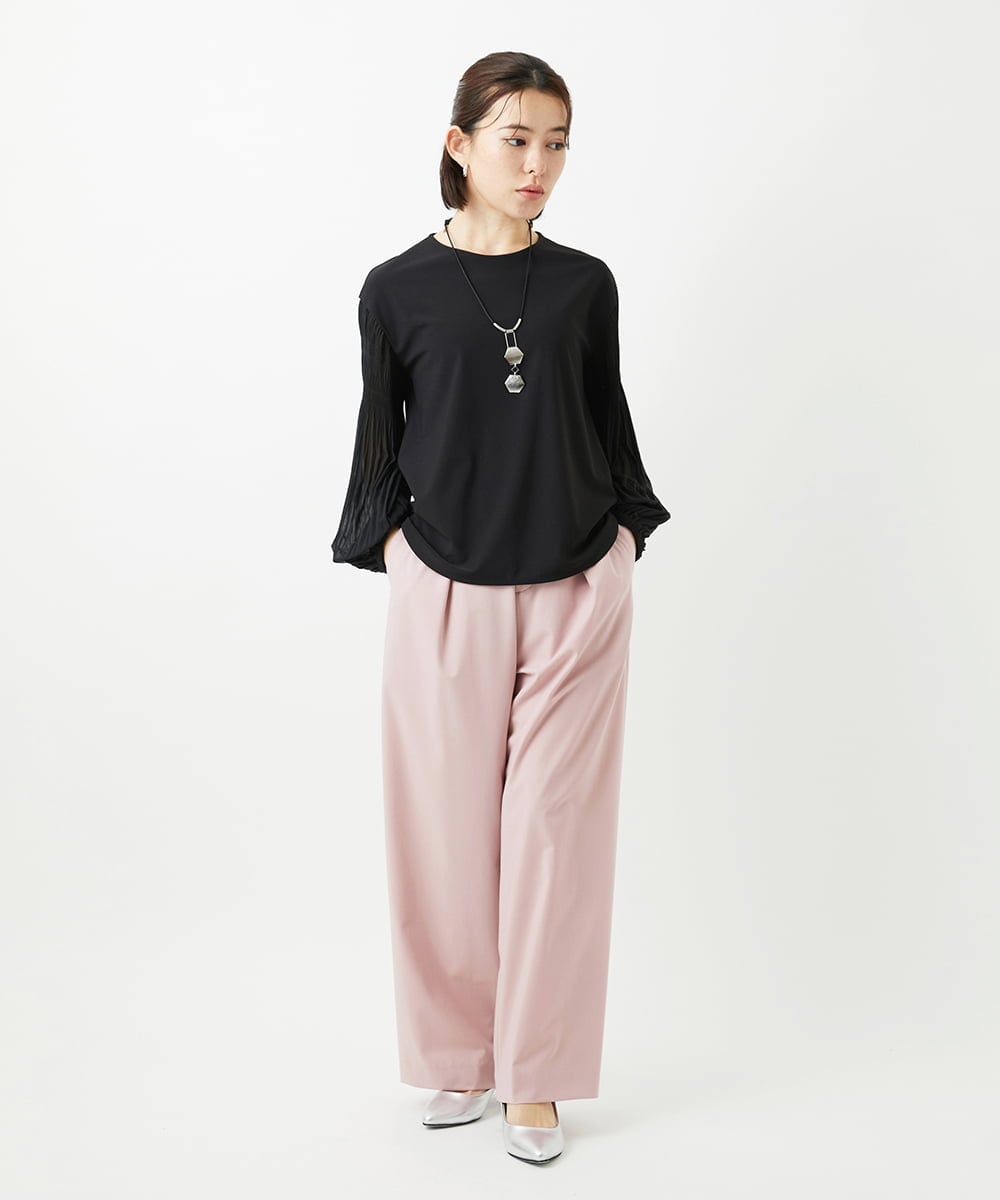 PHKEE24230 GEORGES RECH(小さいサイズ)(メゾン ドゥ サンク) プリーツスリーブジャージープルオーバー ホワイト