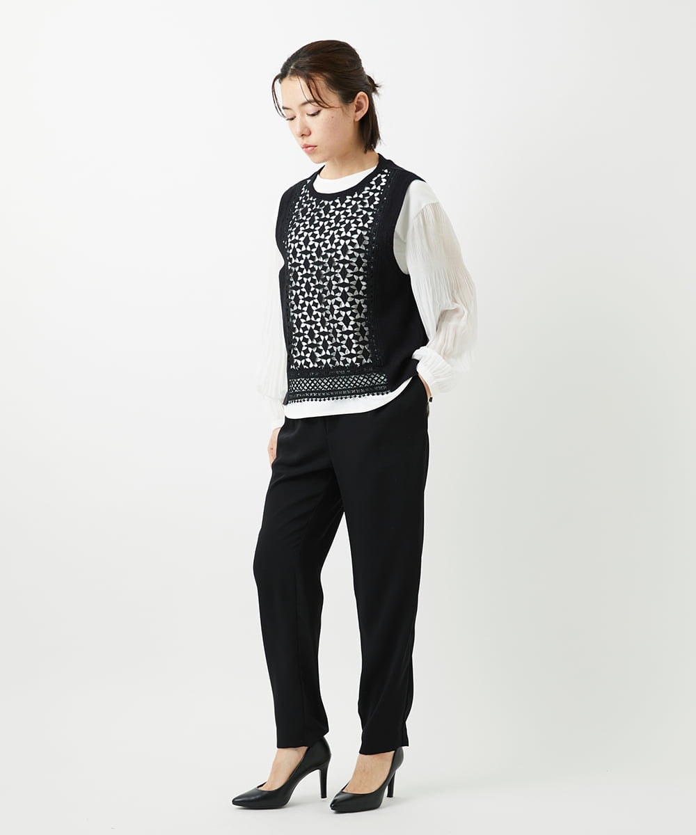 PHKEE24230 GEORGES RECH(小さいサイズ)(メゾン ドゥ サンク) プリーツスリーブジャージープルオーバー ホワイト