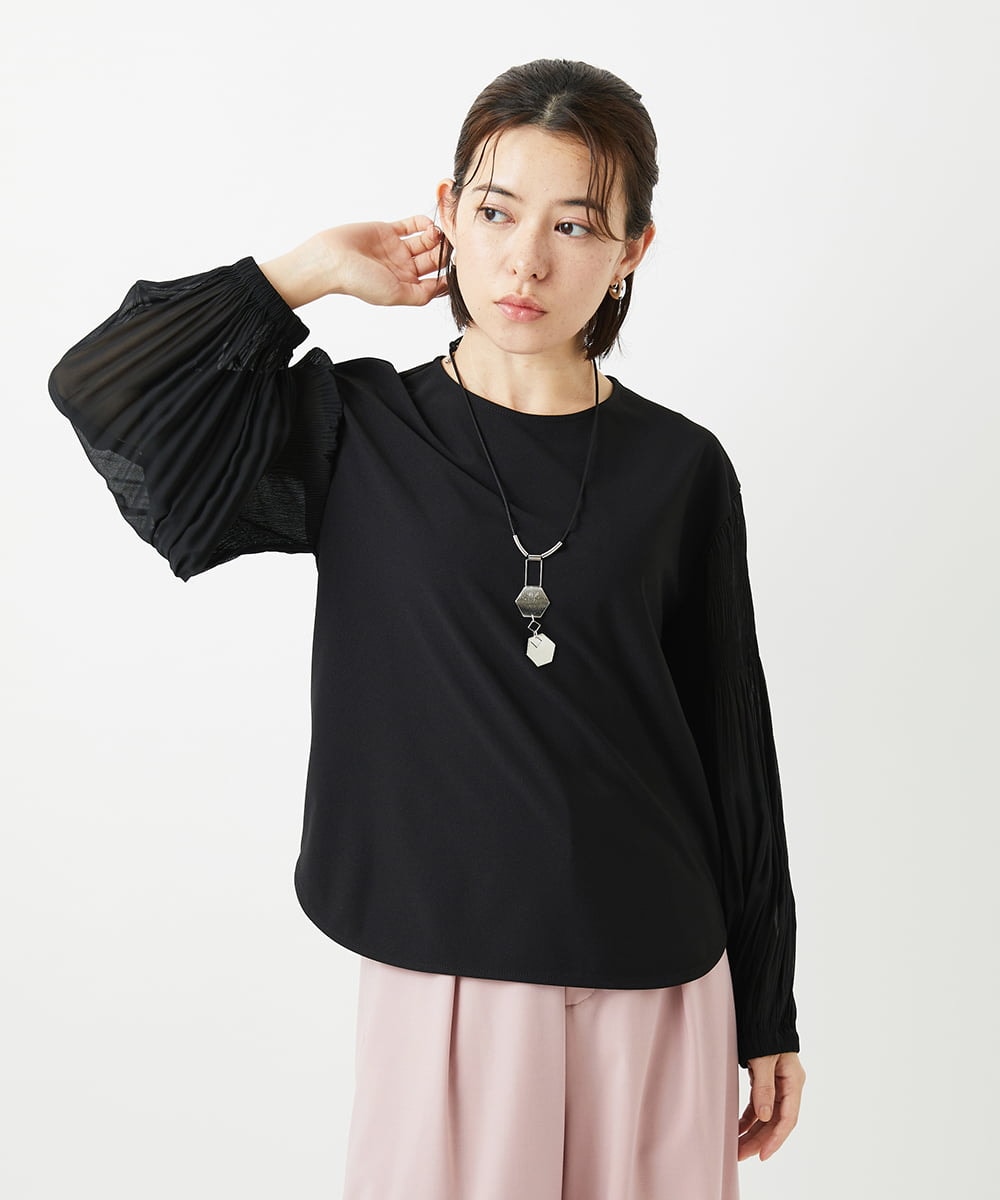 PHKEE24230 GEORGES RECH(小さいサイズ)(メゾン ドゥ サンク) プリーツスリーブジャージープルオーバー ホワイト