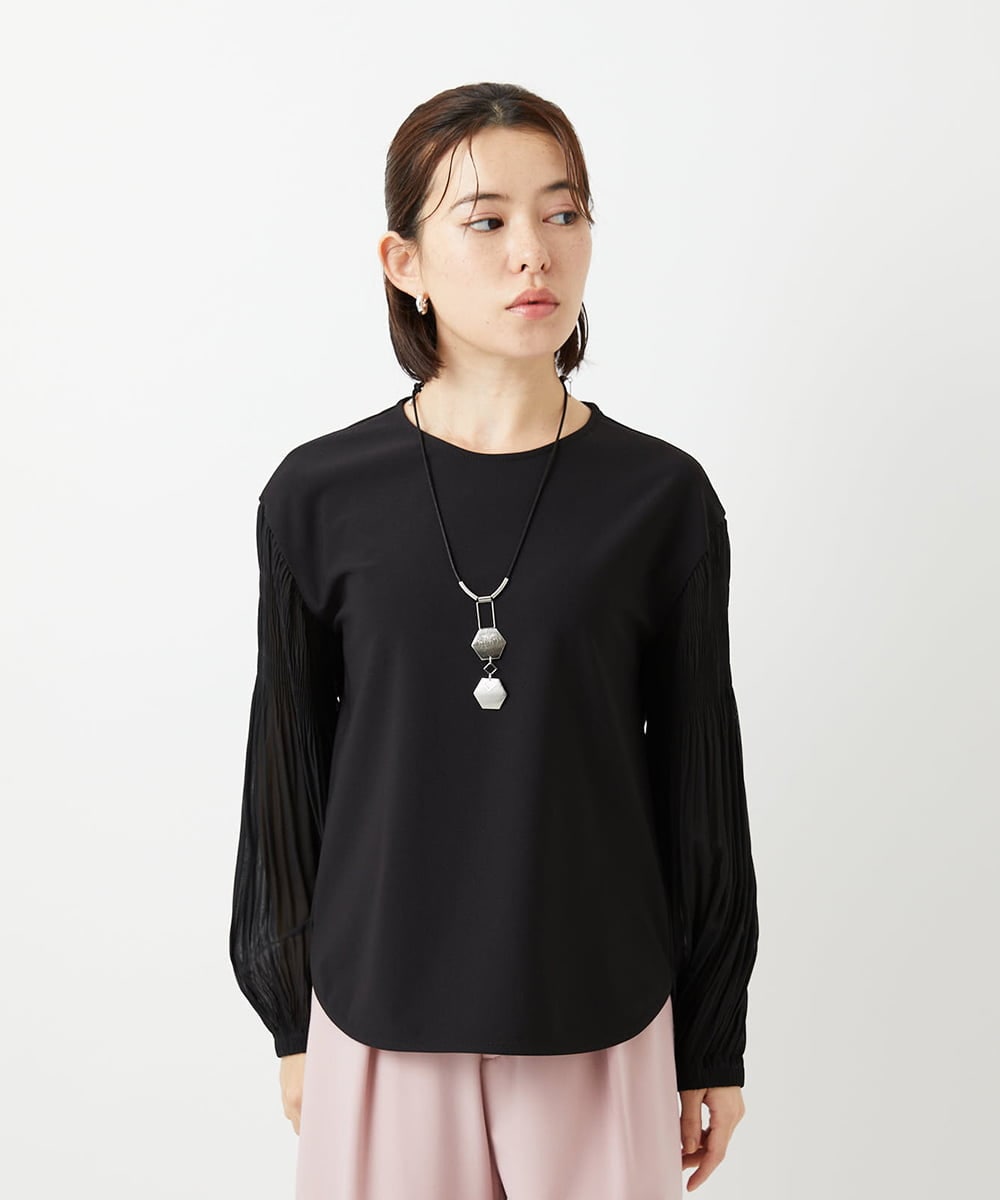 PHKEE24230 GEORGES RECH(小さいサイズ)(メゾン ドゥ サンク) 袖プリーツジャージプルオーバー ブラック