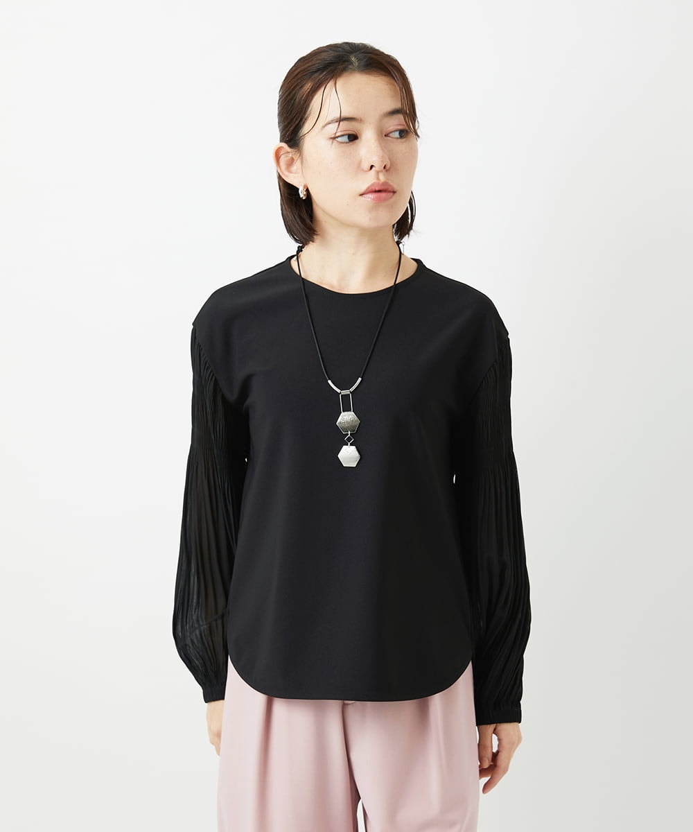 PHKEE24230 GEORGES RECH(小さいサイズ)(メゾン ドゥ サンク) プリーツスリーブジャージープルオーバー ブラック