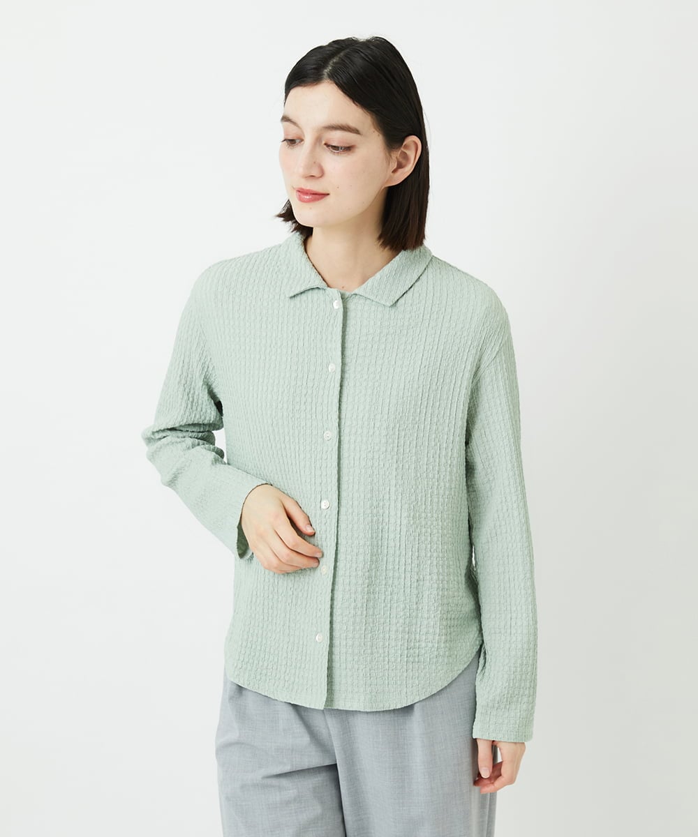 PHKEE37210 GEORGES RECH(小さいサイズ)(メゾン ドゥ サンク) ジャガードジャージブラウス グリーン