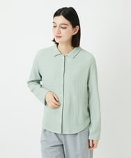 PHKEE37210 GEORGES RECH(小さいサイズ)(メゾン ドゥ サンク) ジャガードシャツ襟ジャージブラウス グリーン