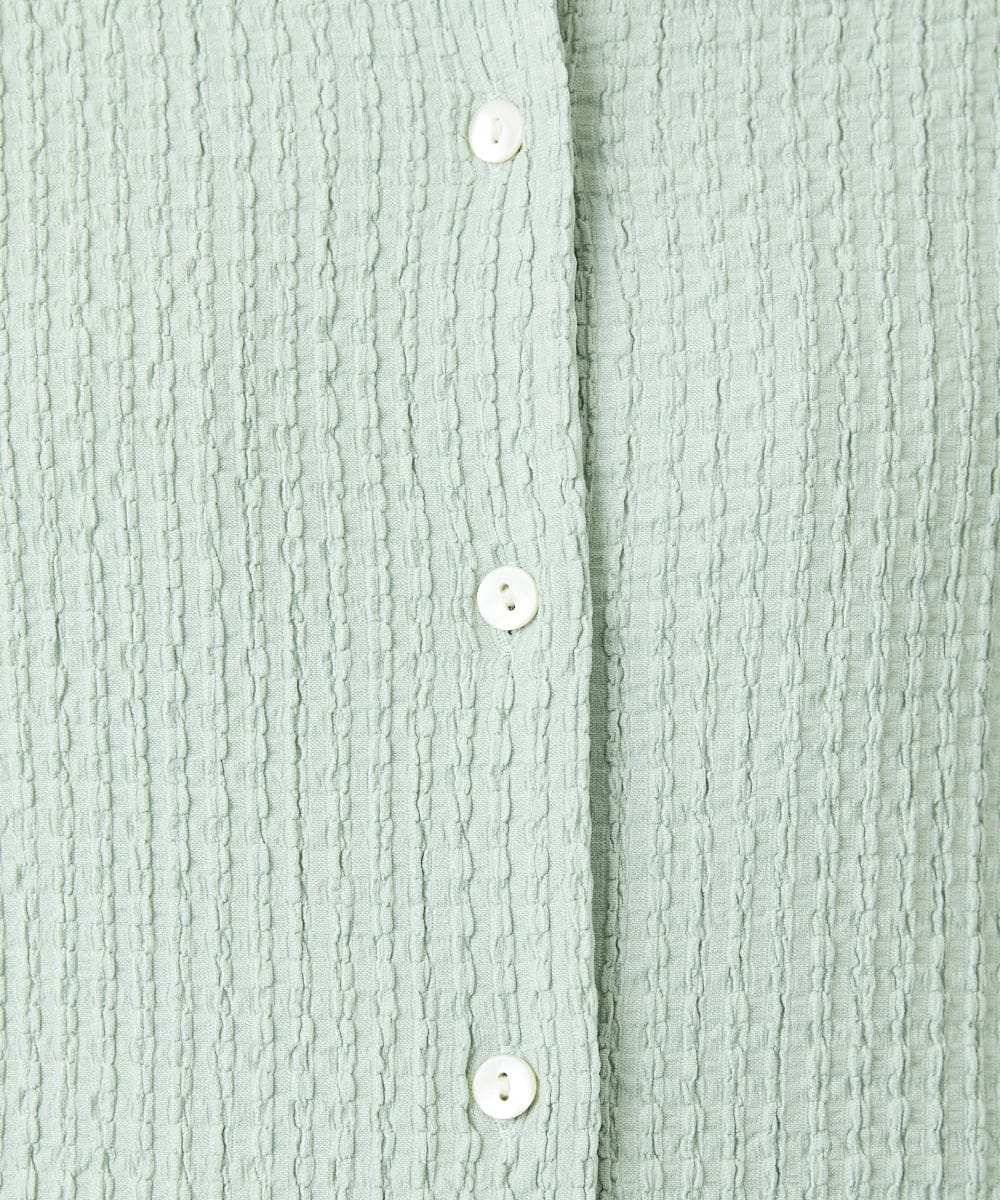 PHKEE37210 GEORGES RECH(小さいサイズ)(メゾン ドゥ サンク) ジャガードシャツ襟ジャージブラウス グリーン