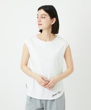 PHKEE46110 GEORGES RECH(小さいサイズ)(メゾン ドゥ サンク) ロゴ刺繍フレンチスリーブカットソー ホワイト