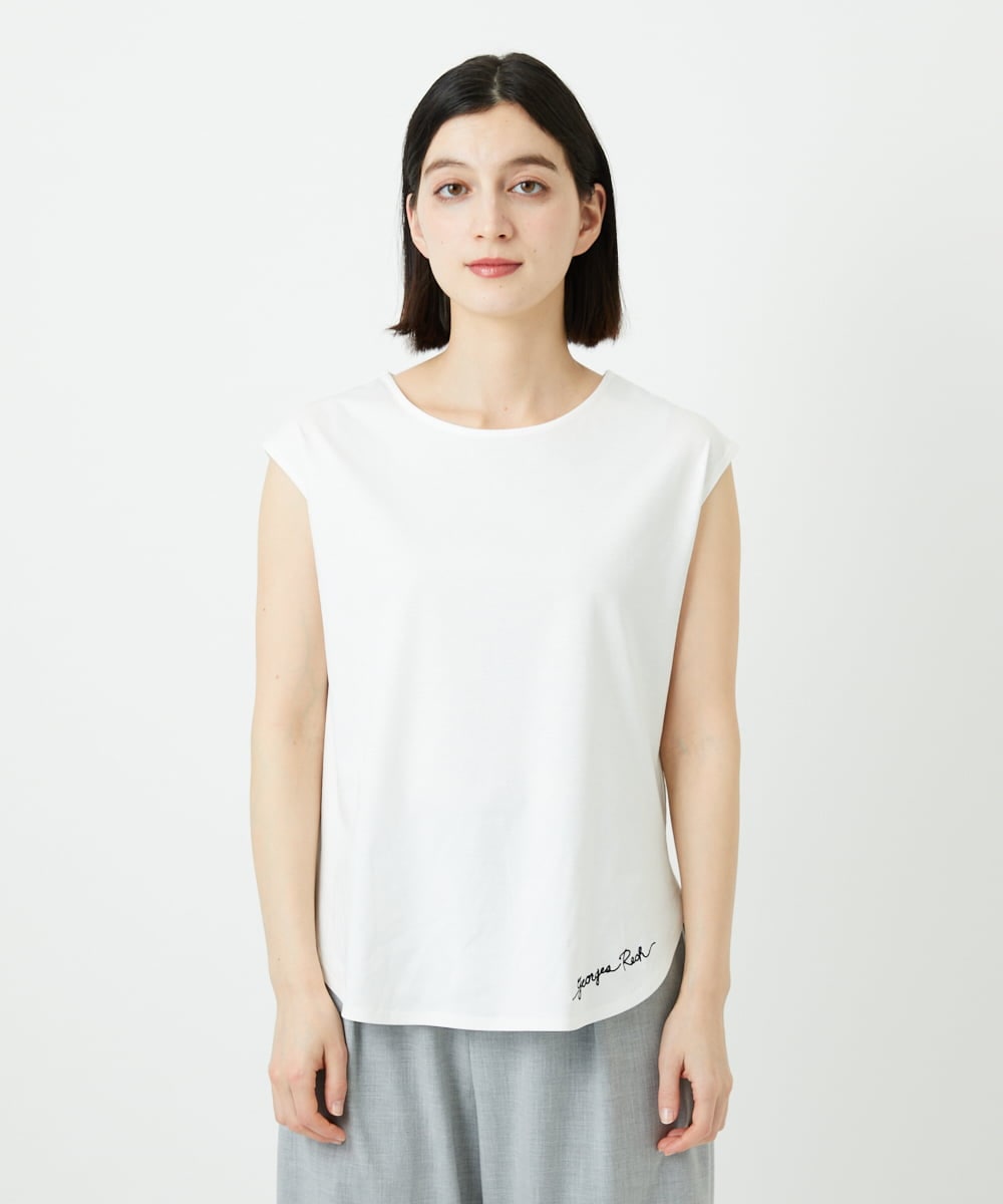 PHKEE46110 GEORGES RECH(小さいサイズ)(メゾン ドゥ サンク) ロゴ入りフレンチタンクトップ ホワイト