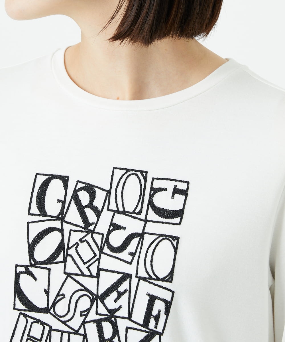 PHKEF14150 GEORGES RECH(小さいサイズ)(メゾン ドゥ サンク) ベアテンロゴ刺繍カットソー ホワイト