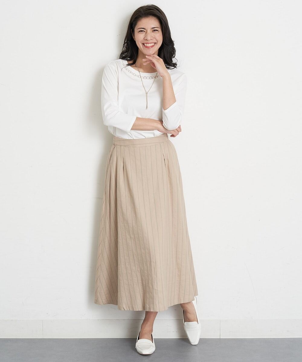 PHKET28230 GEORGES RECH(小さいサイズ)(メゾン ドゥ サンク) 8分袖コットンスムース刺繍カットソー ホワイト