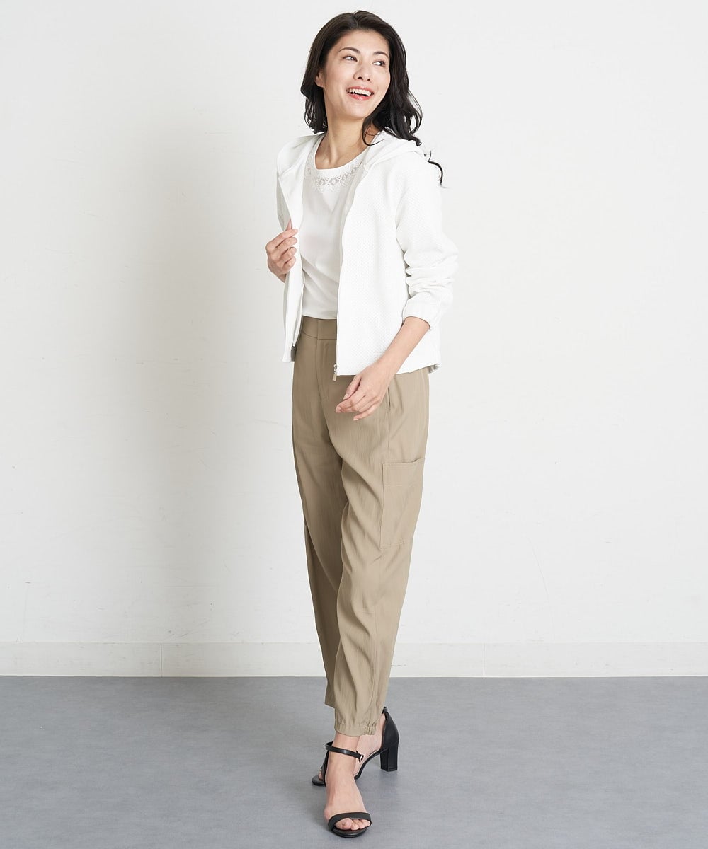 PHKET28230 GEORGES RECH(小さいサイズ)(メゾン ドゥ サンク) 8分袖コットンスムース刺繍カットソー ホワイト