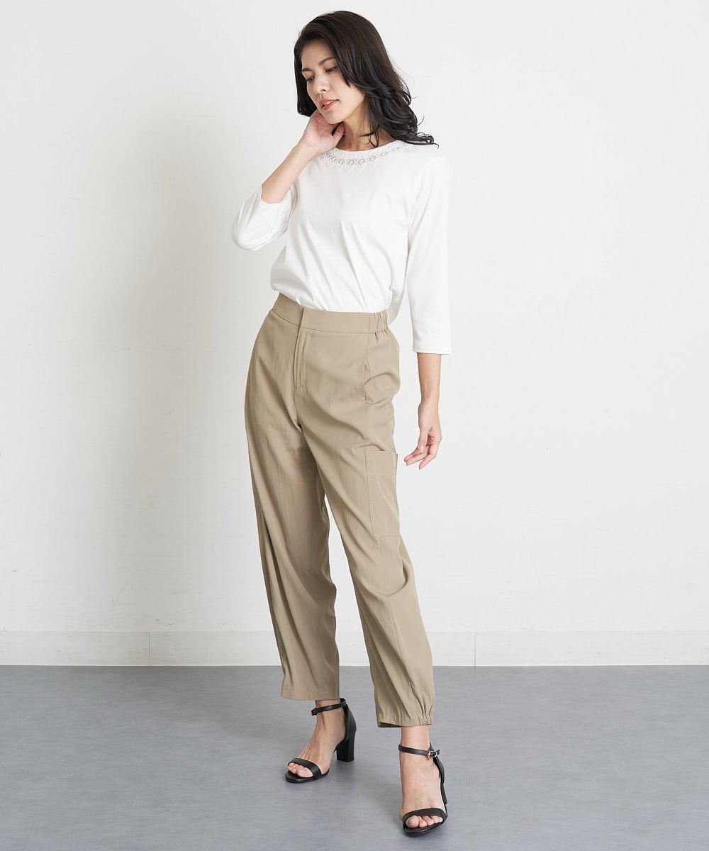 PHKET28230 GEORGES RECH(小さいサイズ)(メゾン ドゥ サンク) 8分袖コットンスムース刺繍カットソー ホワイト