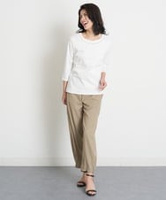 PHKET28230 GEORGES RECH(小さいサイズ)(メゾン ドゥ サンク) 8分袖コットンスムース刺繍カットソー ホワイト