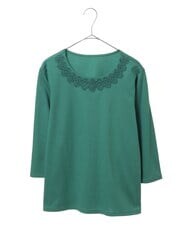 PHKET28230 GEORGES RECH(小さいサイズ)(メゾン ドゥ サンク) 8分袖コットンスムース刺繍カットソー ホワイト