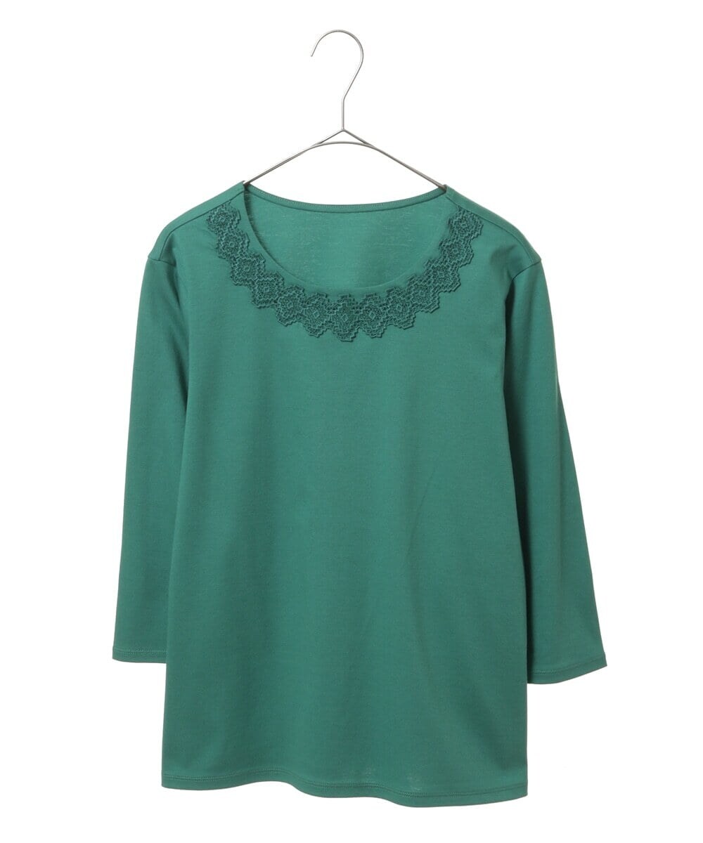 PHKET28230 GEORGES RECH(小さいサイズ)(メゾン ドゥ サンク) 8分袖コットンスムース刺繍カットソー ホワイト