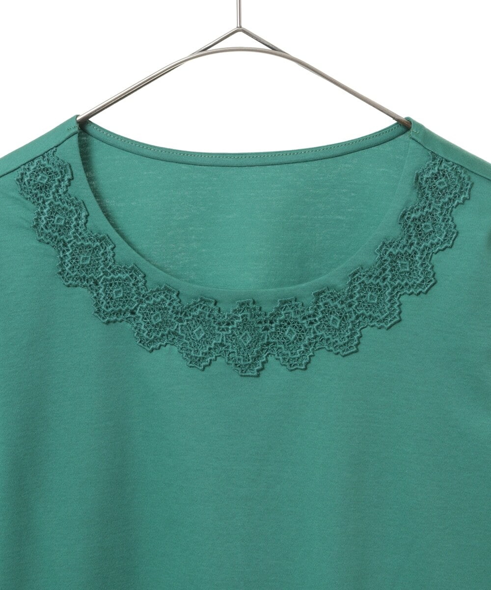 PHKET28230 GEORGES RECH(小さいサイズ)(メゾン ドゥ サンク) 8分袖コットンスムース刺繍カットソー ホワイト