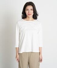PHKET28230 GEORGES RECH(小さいサイズ)(メゾン ドゥ サンク) 8分袖コットンスムース刺繍カットソー ホワイト