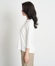 PHKET28230 GEORGES RECH(小さいサイズ)(メゾン ドゥ サンク) 8分袖コットンスムース刺繍カットソー ホワイト