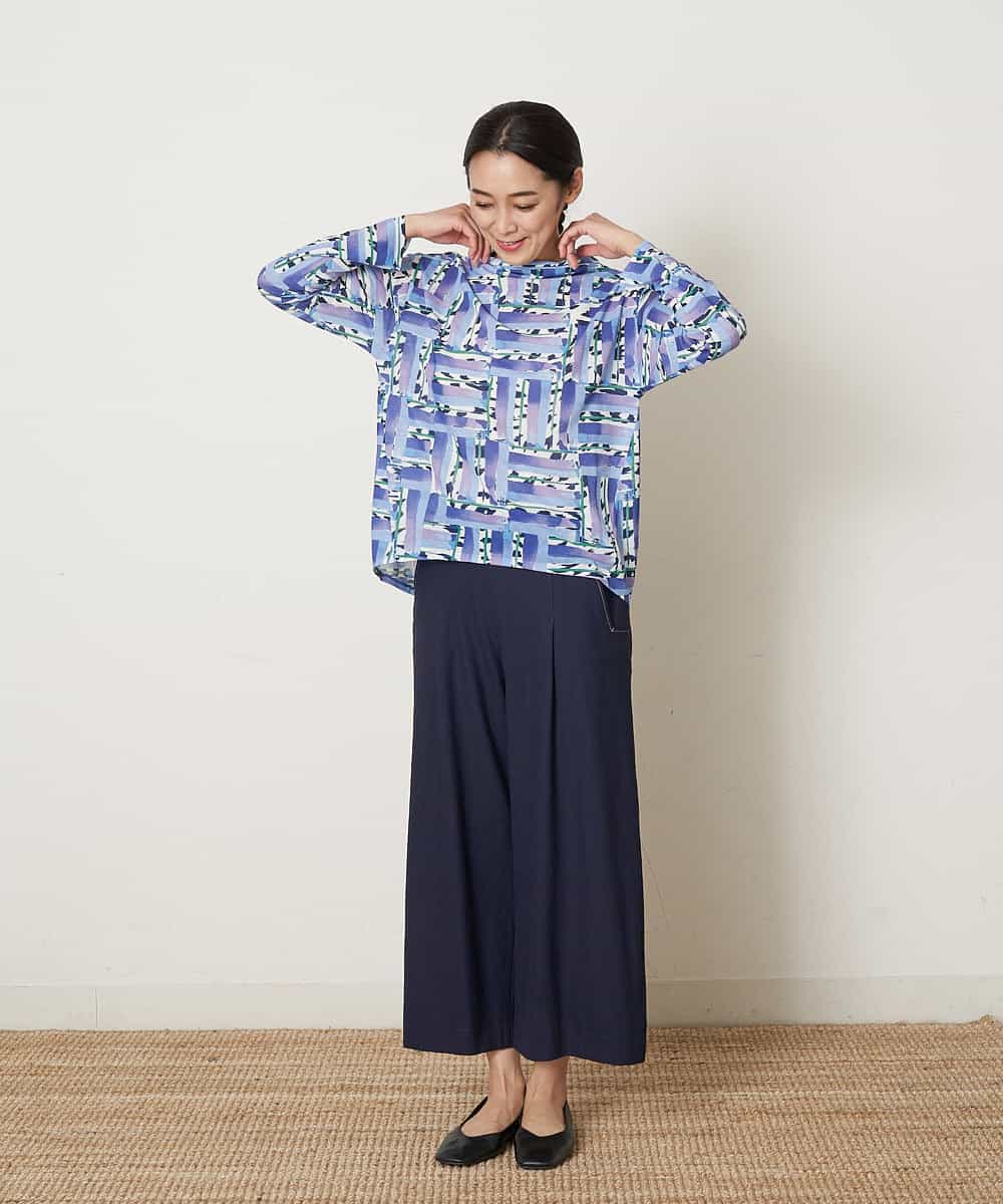 PHKFR84190 GEORGES RECH(小さいサイズ)(メゾン ドゥ サンク) 【洗える】プリントボトルネックカットソー イエロー系