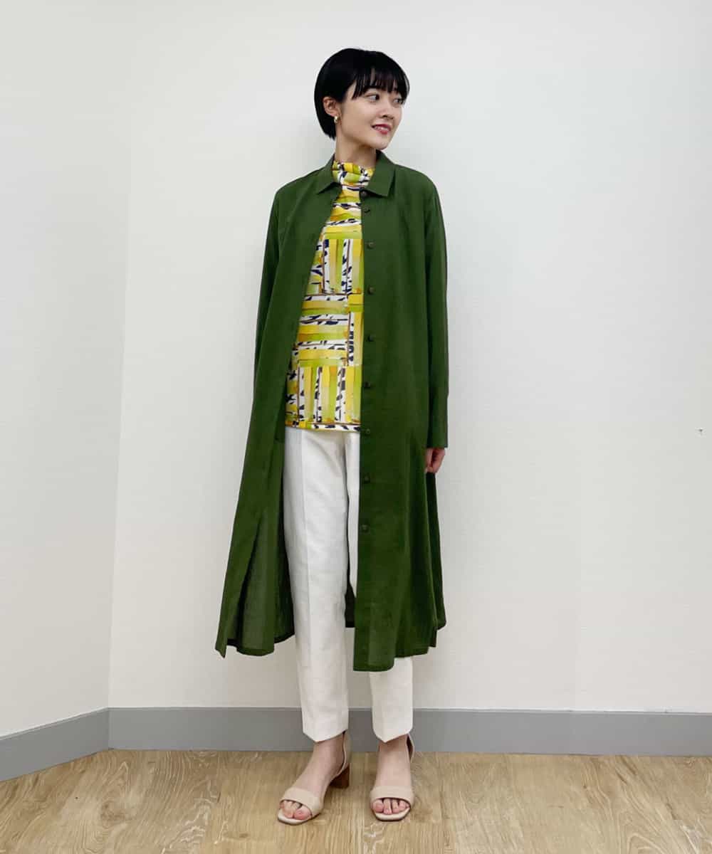 PHKFR84190 GEORGES RECH(小さいサイズ)(メゾン ドゥ サンク) 【洗える】プリントボトルネックカットソー イエロー系