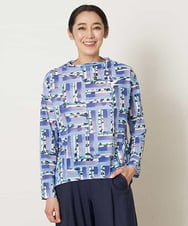 PHKFR84190 GEORGES RECH(小さいサイズ)(メゾン ドゥ サンク) 【洗える】プリントボトルネックカットソー ブルー系