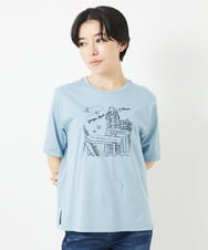 PHKGA08170 GEORGES RECH(小さいサイズ)(メゾン ドゥ サンク) ドライコットンイラスト刺繍Tシャツ ライトブルー